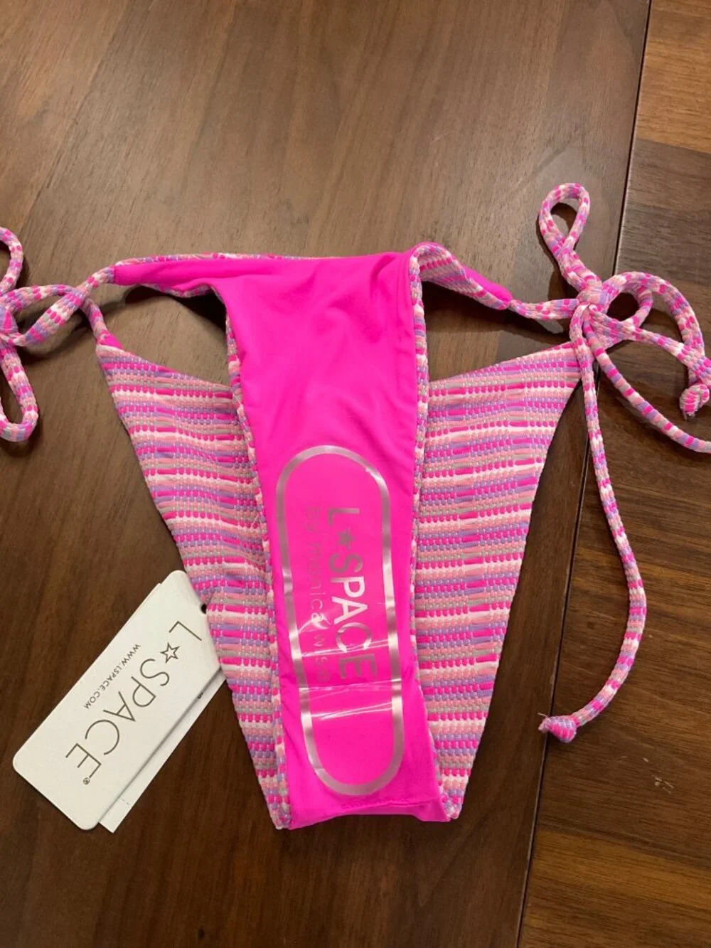 L*Space Lennox Bikini Bottoms in Electric Pique Stripe New Womens Swimsui